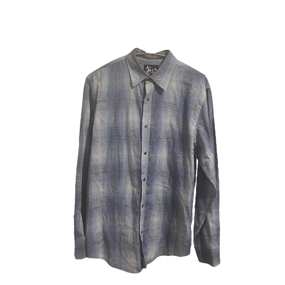Age of Wisdom Plaid Button‎ Down Long Sleeve Cotton Shirt Preppy Mens Large